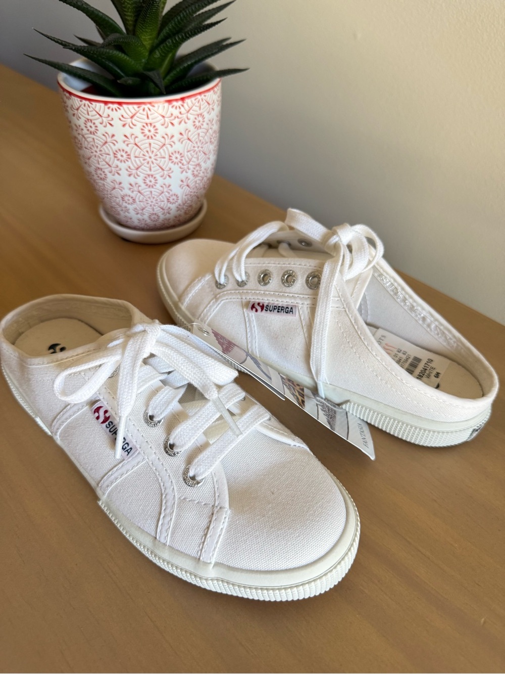 Superga 2288 Vcotw Fantasia Collection White Canvas Mule Sneakers New 36 6